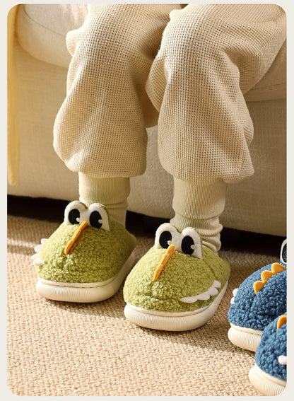 Cute Dinosaur Non-Slip Cotton Home Slippers For Kids