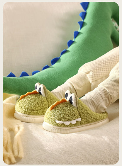 Cute Dinosaur Non-Slip Cotton Home Slippers For Kids